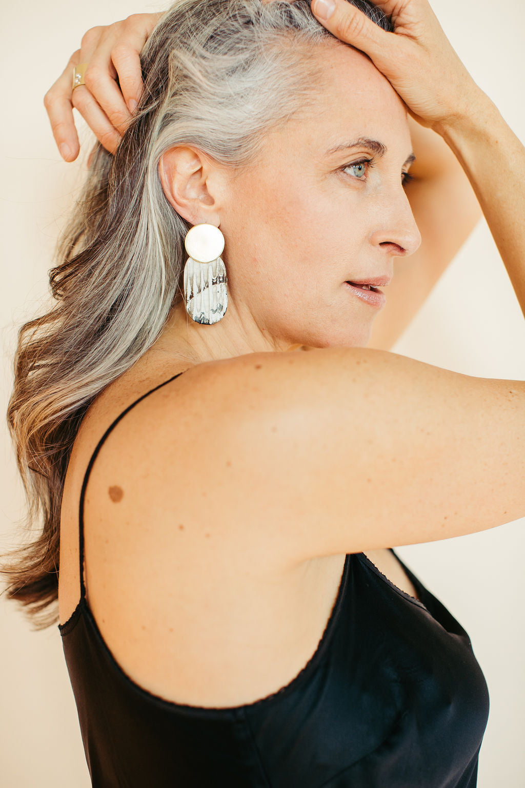 Reeded Oval Drop Earrings