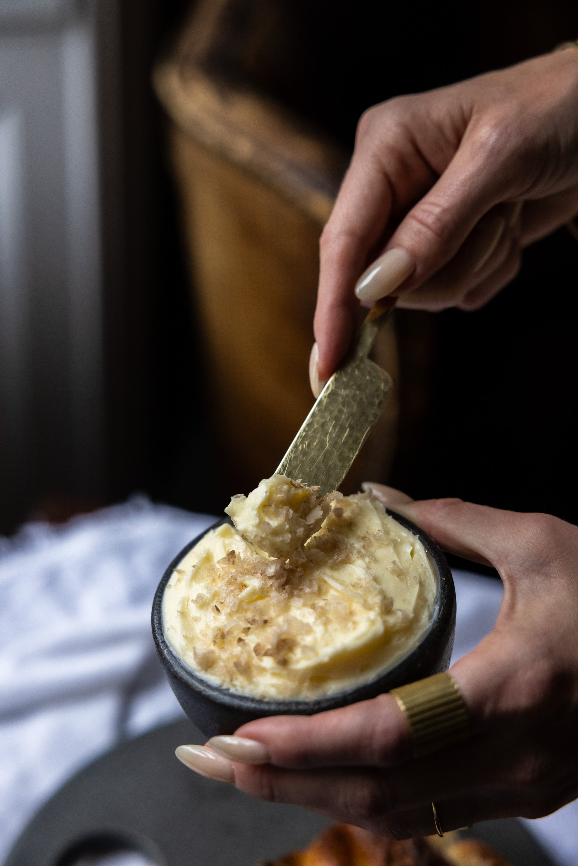 Butter Spreader - Hammered Brass