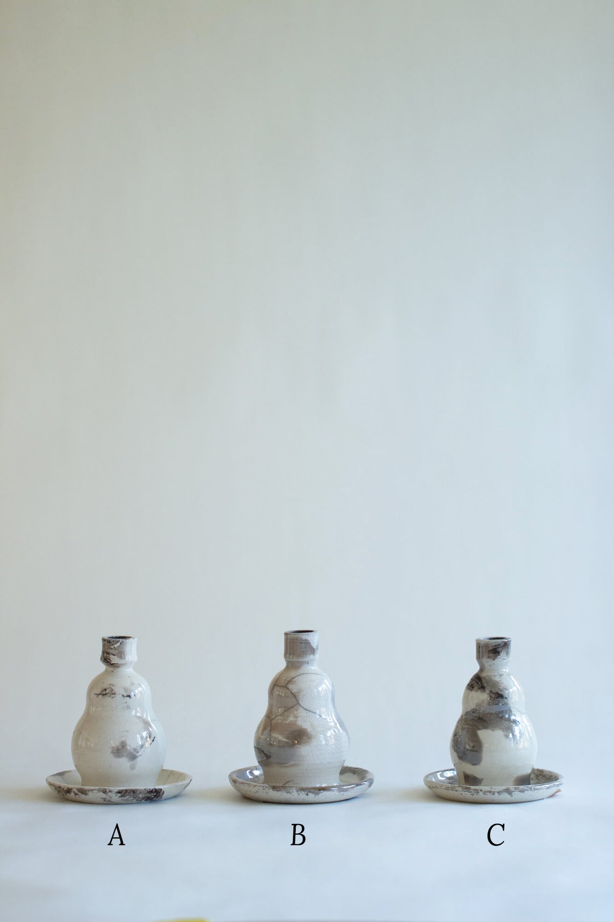 Raku Pear Candlestick Holder