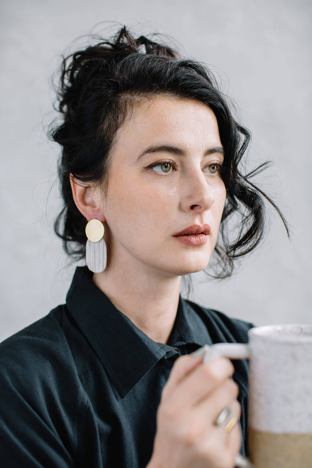 Reeded Oval Drop Earrings